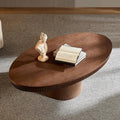 Coffee Table Modern Oval Wood Coffee Tables Mid Century Center Fluted Farmhouse Drum Tea Boho Wooden for Living Room Apartment Home Office Walnut 47.24" W x 26.77" D x 15.86" H