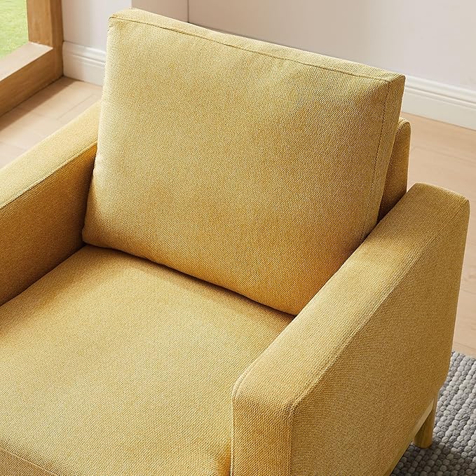VANOMi Oversized Accent Chair, Mid Century Modern Upholstered Armchair for Living Room, Comfy Chair for Bedroom Reading Chair, Single Sofa for Small Space with Rubberwood Base
