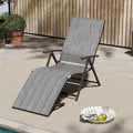 VredHom Patio Chaise Lounge Chair, Outdoor Adjustable Folding Lounge Chair, Recliner with 8 Adjustable Backrest Positions for Pool Beach Yard, Dark Gray Textliene & Brown Aluminum Frame