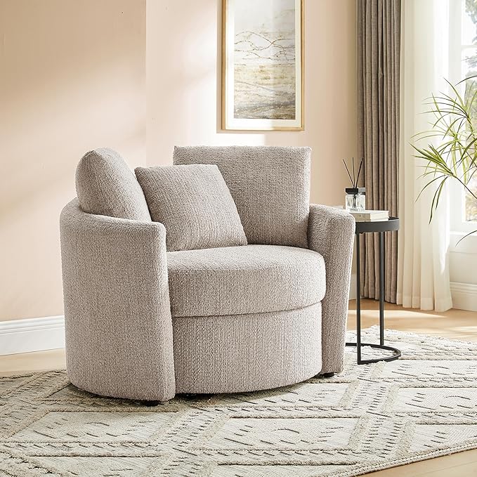 Studio Living® Beckett 48" Storage Chair, Modern Farmhouse, Pocket Coil Comfort, Easy Assembly, Chenille Fabric, Taupe