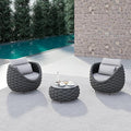 Erotr 3 Pieces Balcony Seating Set: Aluminum Woven Rope Patio Chair Furniture Set - All Weather Metal Outdoor Conversation Set - Assembled Armchair with Table for Bistro Deck Porch Apartment Hotel
