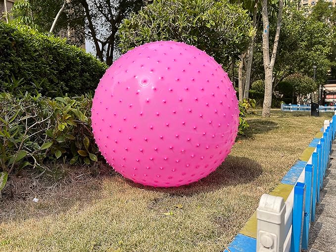 penepico Large Sensory Massage Ball for Kids, 2 Pack 33.5" 85CM Bouncy Exercise Balls for Toddlers, Big Inflatable Toys with Tactile Spikes, Outdoor Giant Yoga Balls, Large Beach Ball (Blue+Pink)