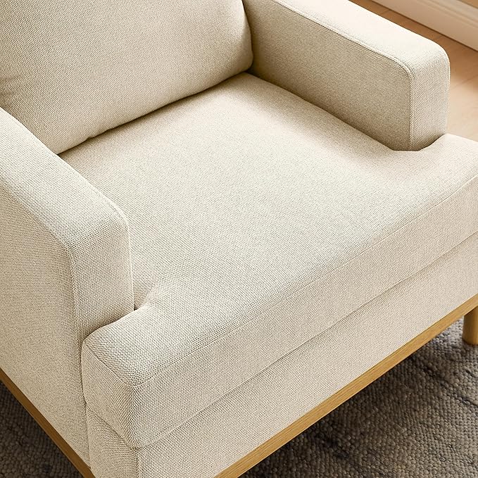 VANOMi Oversized Accent Chair for Living Room, Modern Upholstered Reading Armchair for Bedroom, Comfy Chair for Apartment, Single Sofa for Small Space with Rubberwood Base