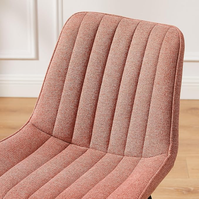 Art Leon Dining Chairs Set of 4, Mid Century Modern Swivel Dining Room Chairs, Fabric Upholstered Armless Side Chairs with Wood Legs for Kitchen Living Room Bedroom, Rose
