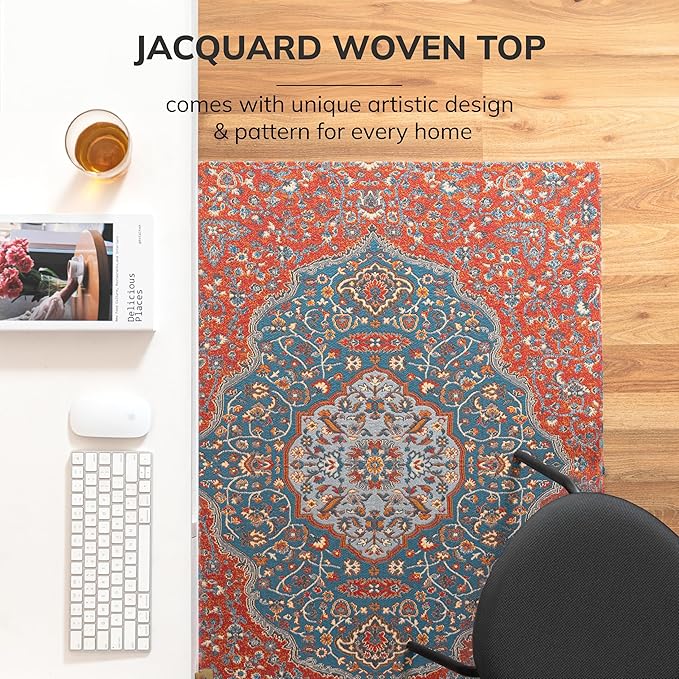 Anji Mountain Rug'd Office Chair Mat for Carpet & Hardwood Floor - Jacquard Woven Top, Anti-Slip Backing, Low Pile, Floor Protector Desk Chair Mat, Office Rugs for Rolling Chairs (36 x 48)