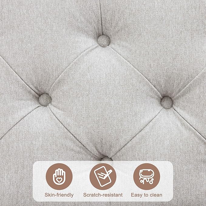 35 Inch Extra Large Storage Ottoman Coffee Table, No Assembly Required, Oversized Square Ottoman with Storage, Tufted Upholstered Ottomans Coffee Table for Living Room (Fabric, Light Grey)