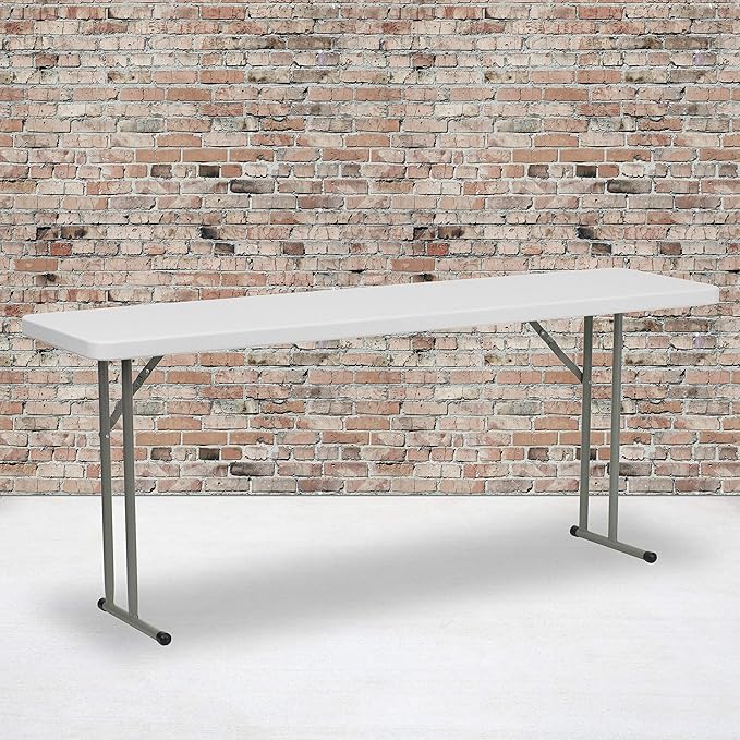 EMMA + OLIVER 6' Rectangular Plastic Folding Table, Long Plastic Foldable Table for Residential Indoor/Outdoor Events, White | Folding, Training and Event