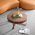31.49'' Walnut Round Coffee Table for Apartment, Modern Living Room Coffee Table with Sturdy Pedestal Base (Walnut, 31.5)