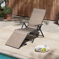 VredHom Patio Chaise Lounge Outdoor Adjustable Folding Lounge Chair Recliner with 8 Adjustable Backrest Positions for Pool Beach Yard,Textliene & Brown Aluminum Frame