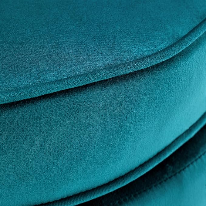 Container Furniture Direct Velvet Barrel Accent Chair with Scalloped Silhouette and Gold Metal Legs, Decorative Piece Suitable for Traditional, Modern, and Contemporary Spaces, Greenish Blue