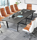 ahliss Sturdy Conference Table with Cable Management Grommets Modern Rectangle Office Meeting Table with Wood Tabletop and Metal Frame & Legs- Easy Assembly Boardroom Table (Grey, 10 Foot)
