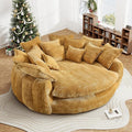 82'' Oversized Upholstered Sofa Bed, Round Chaise Lounge Chair Indoor, Modern Chenille Boneless Couch, No Assembly Required, Plush Sleeper Chair with 14 Pillows for Living Room, Yellow
