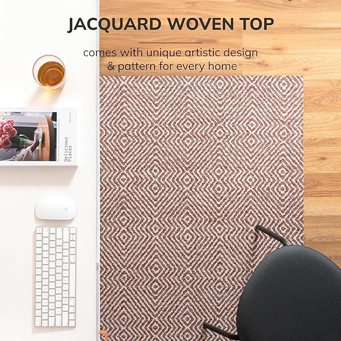 Anji Mountain Rug'd Office Chair Mat for Carpet & Hardwood Floor - Jacquard Woven Top, Anti-Slip Backing, Low Pile, Floor Protector Desk Chair Mat, Office Rugs for Rolling Chairs (40 x 54)