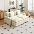 Aoowow Modular Sectional Sofa Modern Convertible Loveseat Couch,85 Inch Deep 2-Seater Sofas Comfy Chenille Cloud Sofas and Couches Set with 2 Movable Ottoman for Living Room Apartment(Beige)