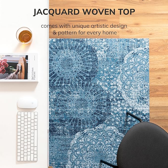Anji Mountain Rug'd Office Chair Mat for Carpet & Hardwood Floor - Jacquard Woven Top, Anti-Slip Backing, Low Pile, Floor Protector Desk Chair Mat, Office Rugs for Rolling Chairs (40 x 54)