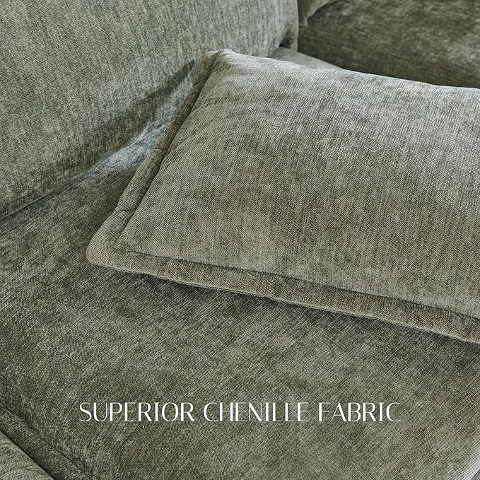 112.6" Sectional Couches for Living Room, Cloud Couch Sectional with Large Storage, U-Shape Modular Sectional Sofa with Ottoman, 6 Seater Chenille Sofa with Pillow for Apartment, Bedroom, Green
