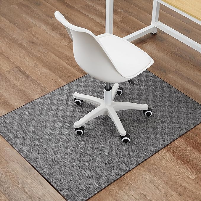 Chair Mat for Hardwood & Tile Floor, 47" x 60" Heavy Duty Office Chair Mat for Rolling Chairs, Anti Slip, Non-Curve, Floor Protector for Home Office, Gray Square