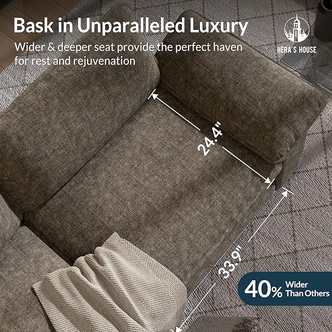 HERA'S HOUSE 3 Pieces Modular Sectional Sofa Sets, Oversized Couch Set with Loveseats, Comfy Cloud Couches with Throw Pillows, 7-Seater Deep Seat Sofa for Living Room, Chenille Ash