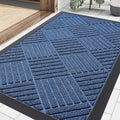 Smiry Front Door Mat Outside Entrance, Heavy Duty Outdoor Indoor Mat, Natural Rubber Doormat, Non Slip, Trap Dirt and Moisture, Easy Clean, Low Profile Patio Porch Entryway Mat, 29.5x17, Ocean Blue