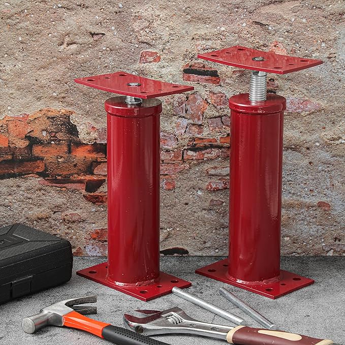 Yaocom 2 Pcs House Jacks for Leveling, Adjustable Jack Post 12"-16" Basement Floor Jack, Supports Stabilizer Screw Jacks for House Foundation, Stairs, Porches, Roof Beams, Load Capacity 11023 Lbs